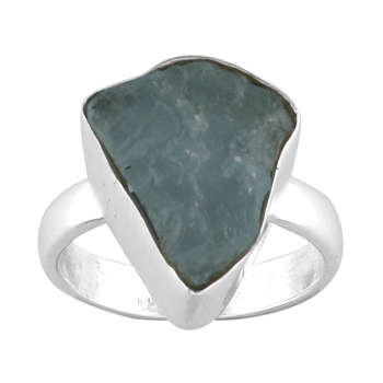 Aquamarine raw stone silver ring